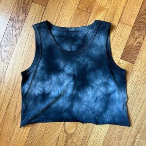 John Galt tie dye cropped tank, dark blue
